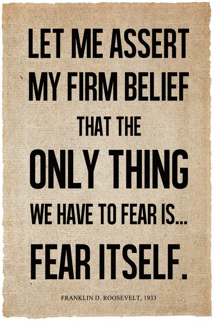 Franklin D Roosevelt Fear Itself Quote | Vintage Newspaper Style Poster | Great Depression Era Art - Type & Quotes Poster