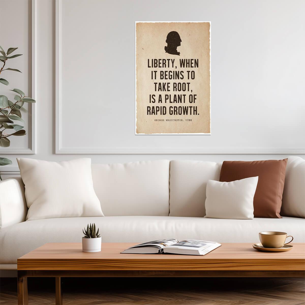 George Washington Liberty Quote Silhouette | Presidential Wall Art | American History Poster - Type & Quotes Poster