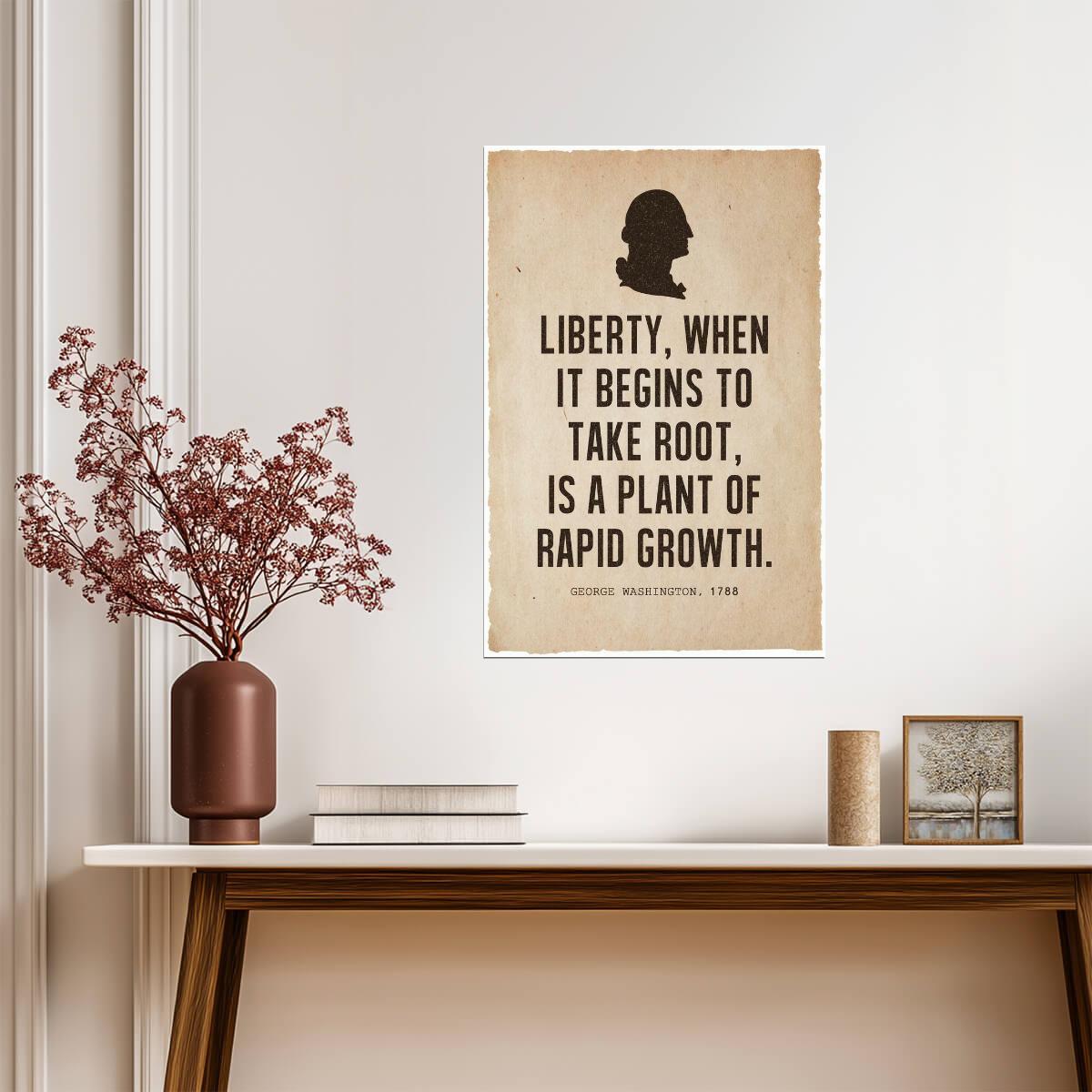 George Washington Liberty Quote Silhouette | Presidential Wall Art | American History Poster - Type & Quotes Poster