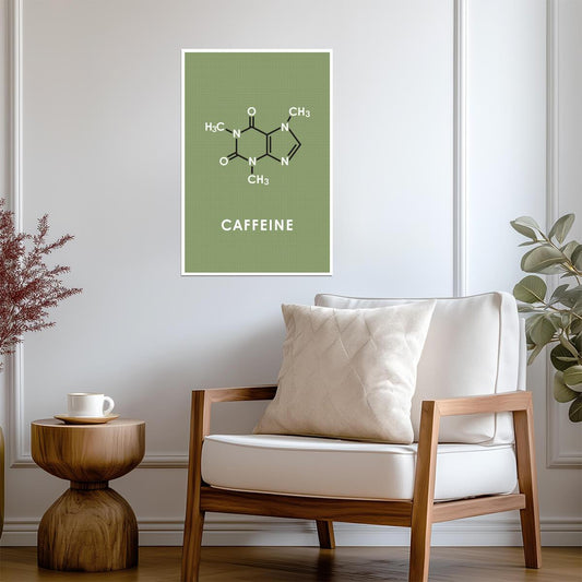 Caffeine Molecule Grid Design | Scientific Coffee Lover Poster | Funny Chemistry Wall Art - Type & Quotes Poster