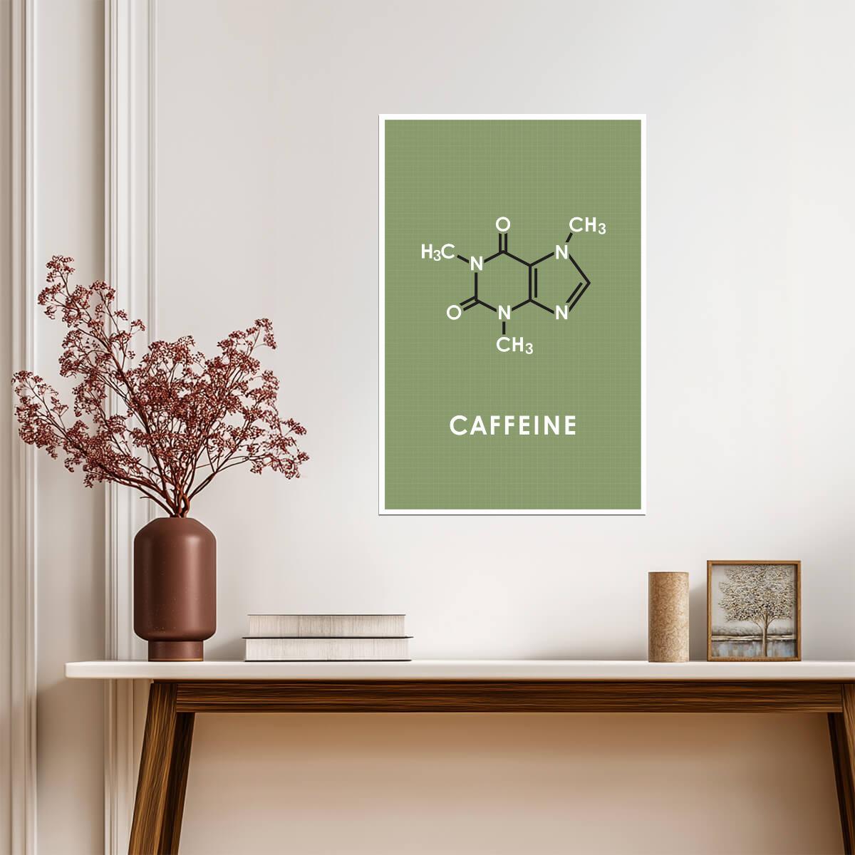 Caffeine Molecule Grid Design | Scientific Coffee Lover Poster | Funny Chemistry Wall Art - Type & Quotes Poster