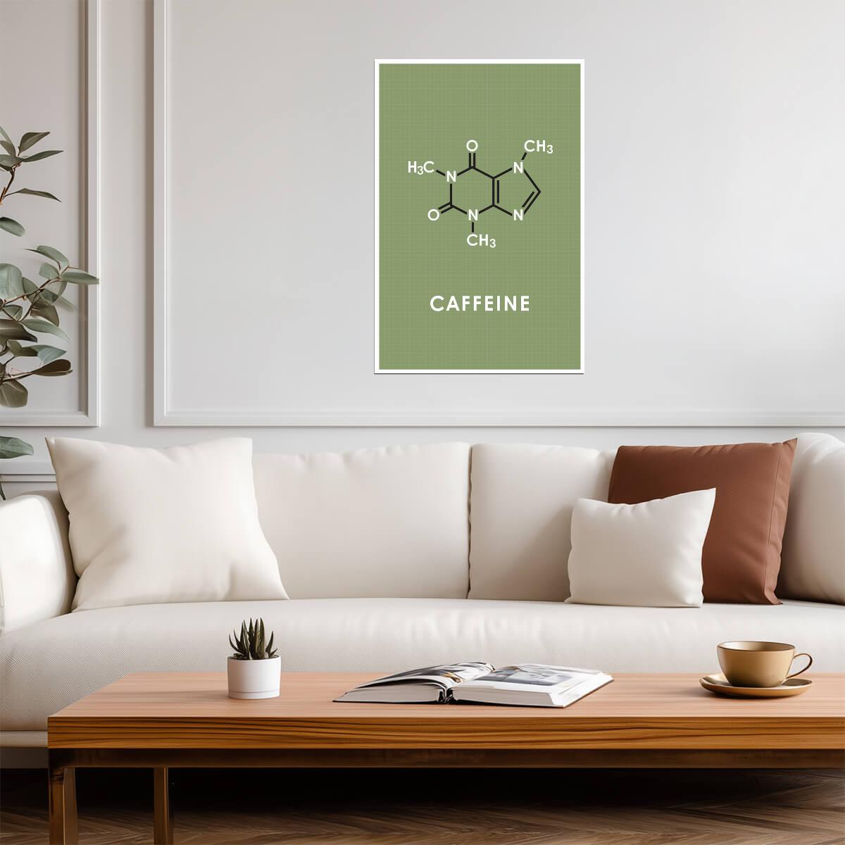 Caffeine Molecule Grid Design | Scientific Coffee Lover Poster | Funny Chemistry Wall Art - Type & Quotes Poster