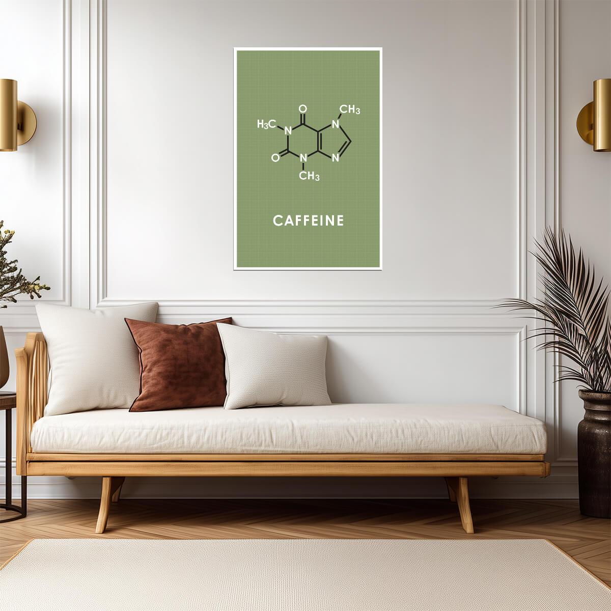 Caffeine Molecule Grid Design | Scientific Coffee Lover Poster | Funny Chemistry Wall Art - Type & Quotes Poster