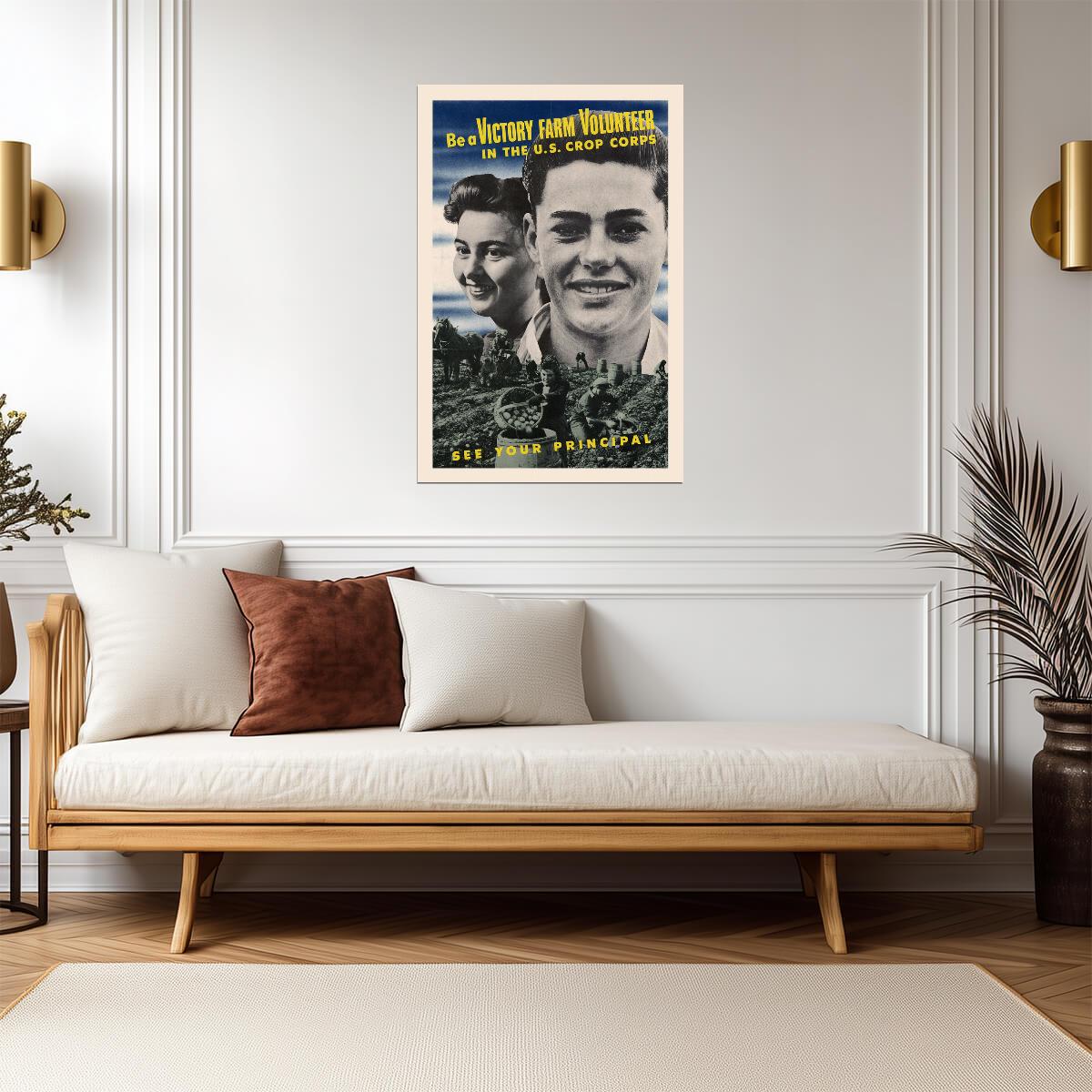 "Be a Victory Farm Volunteer" | U.S. Crop Corps Poster | WWII Home Front Propaganda - Vintage & Retro Poster