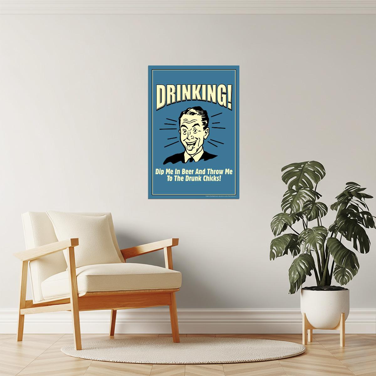 Dip Me In Beer Funny Poster | Retro Drinking Humor | Man Cave Decor