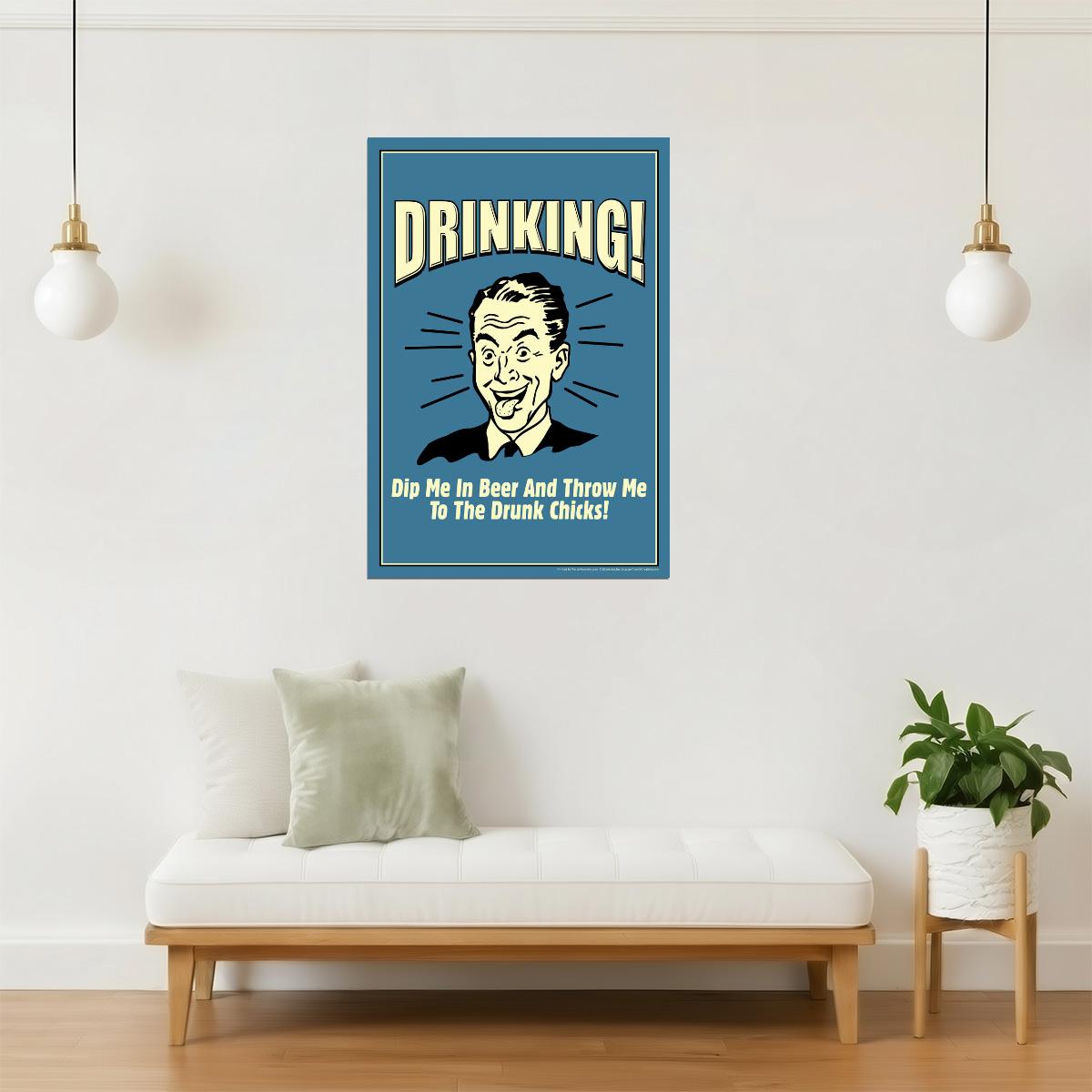 Dip Me In Beer Funny Poster | Retro Drinking Humor | Man Cave Decor