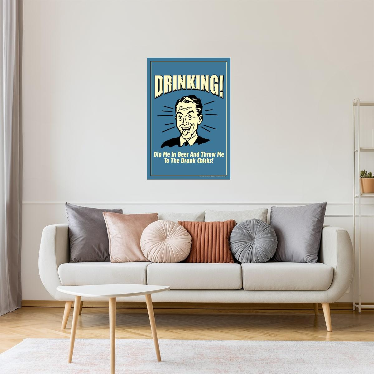 Dip Me In Beer Funny Poster | Retro Drinking Humor | Man Cave Decor