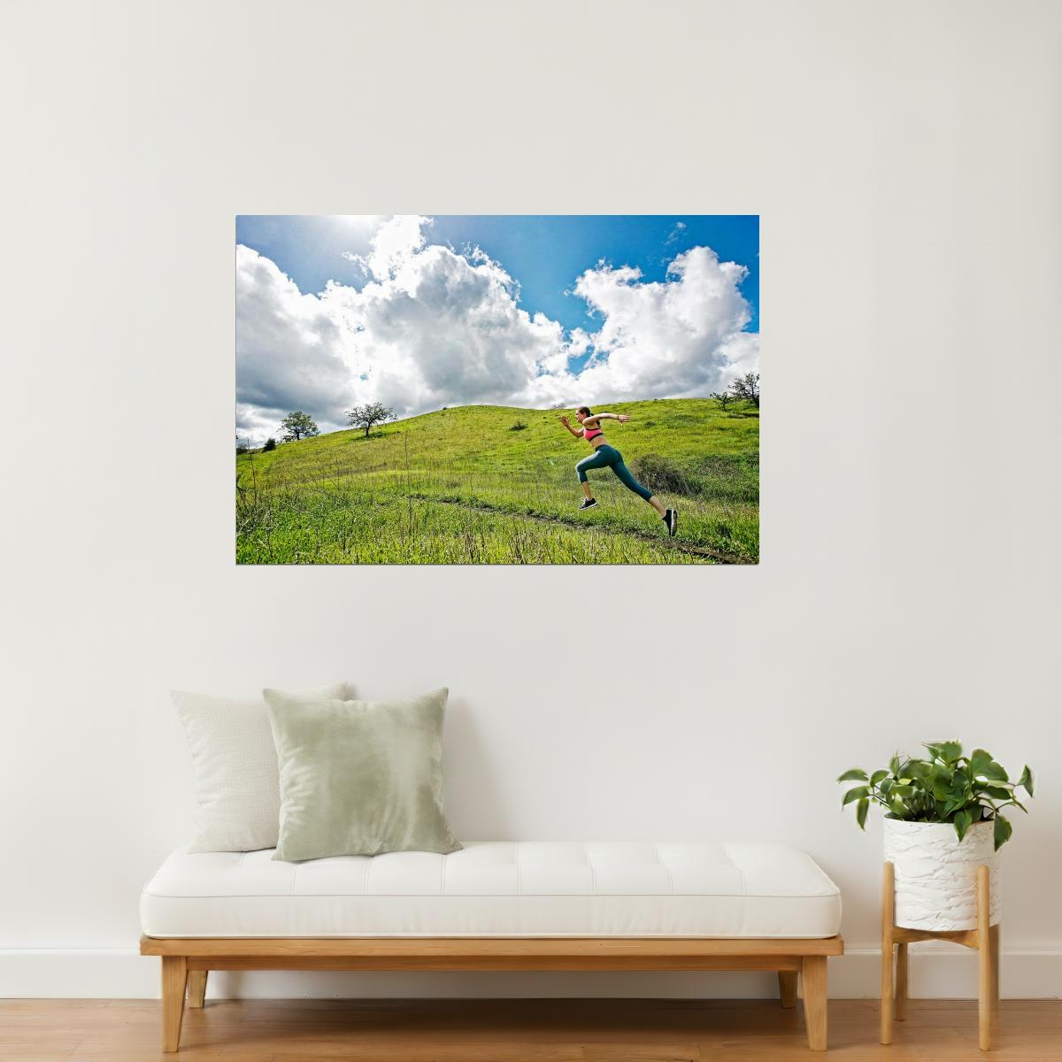 Running Woman on Hill | Inspirational Motivational Poster