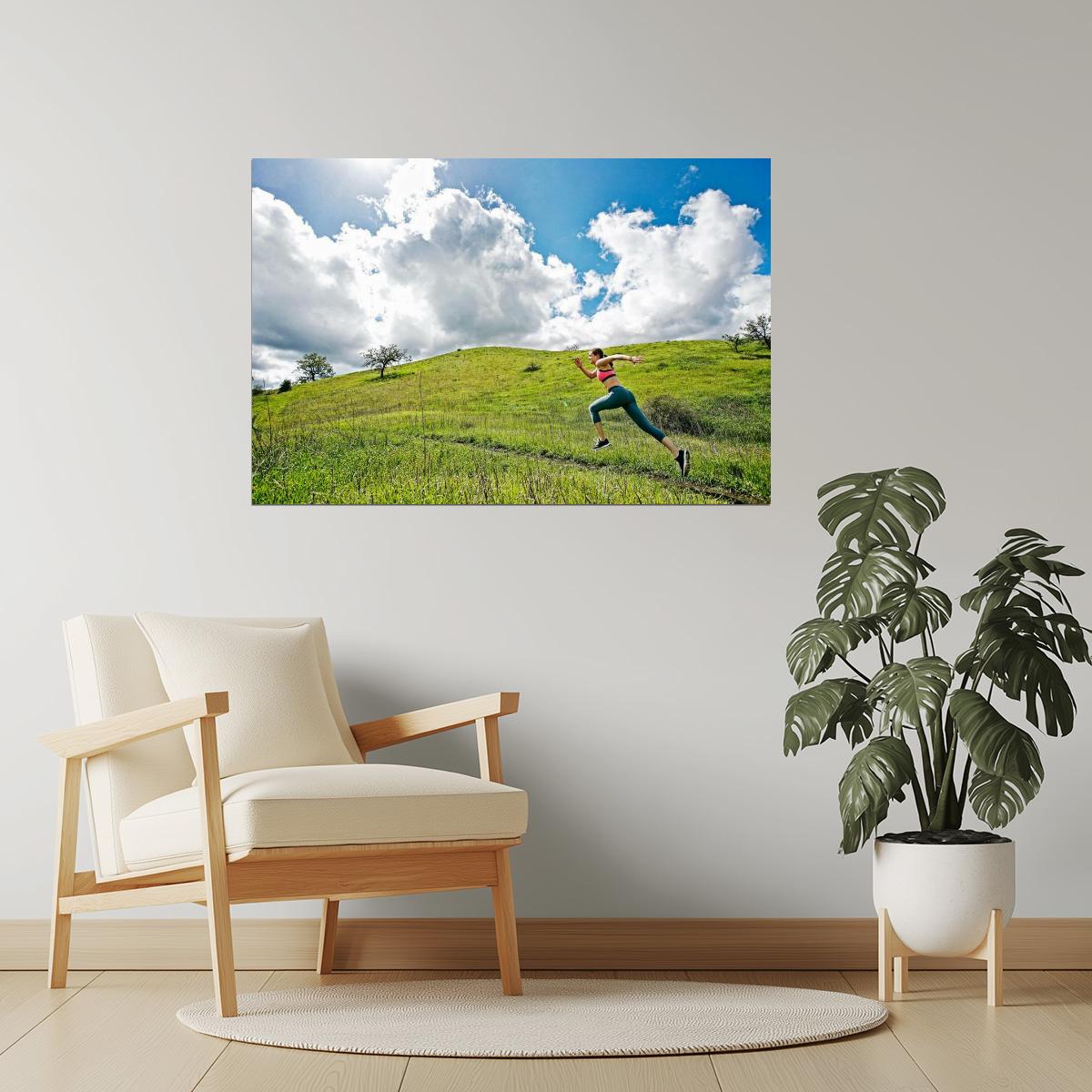 Running Woman on Hill | Inspirational Motivational Poster