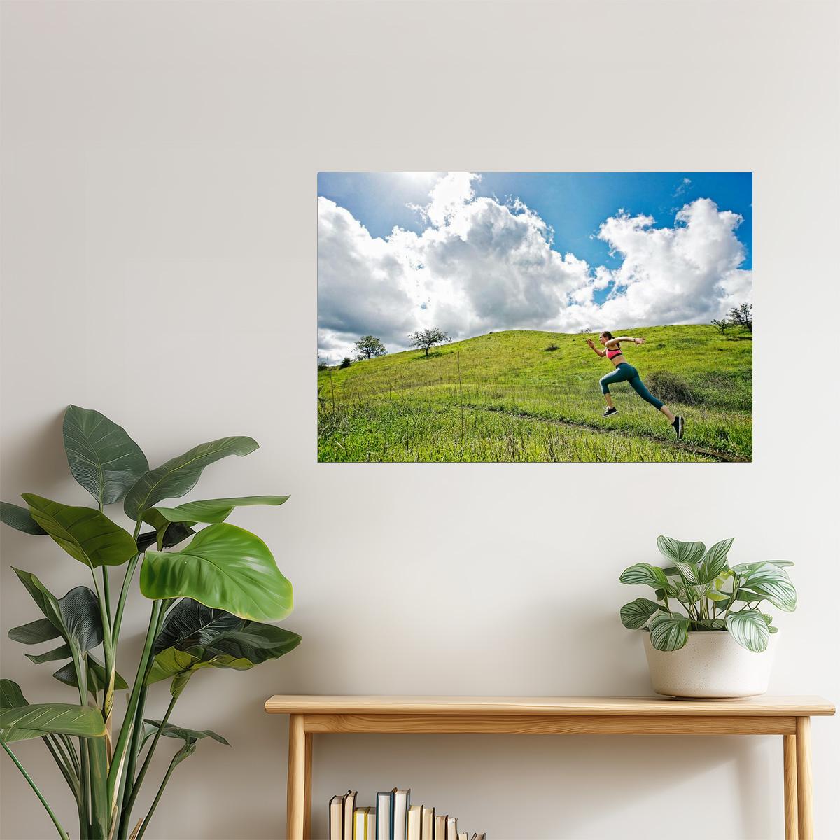 Running Woman on Hill | Inspirational Motivational Poster