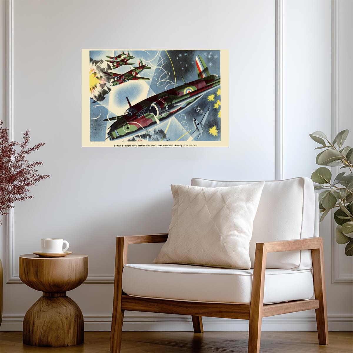 British Bombers Raid Germany | WWII Aviation Art | Vintage Propaganda Poster - Vintage & Retro Poster