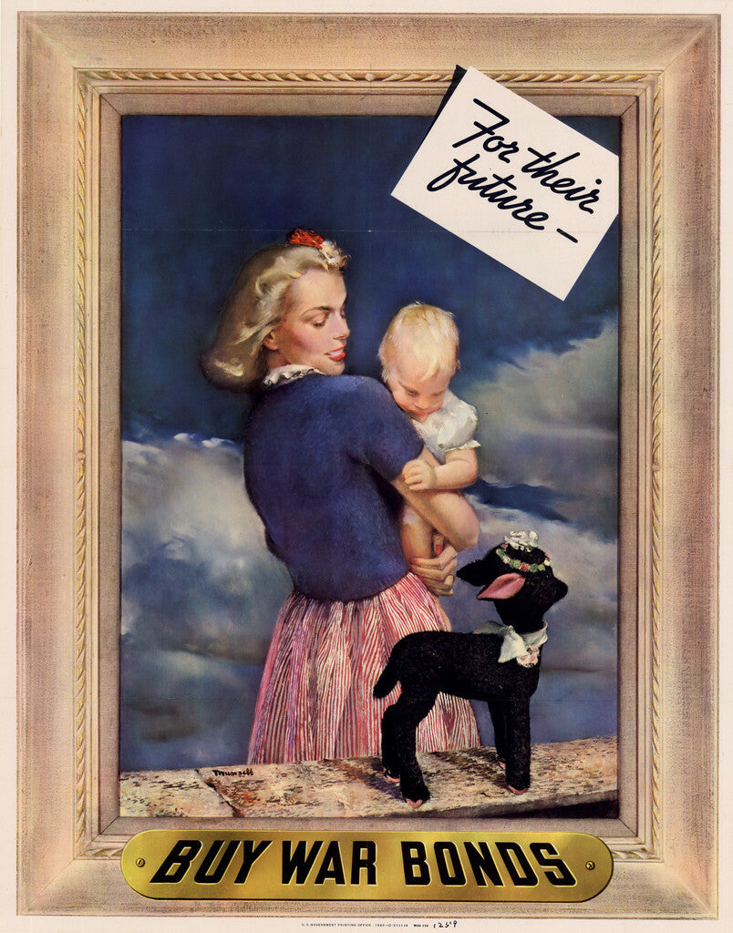 "For Their Future, Buy War Bonds" | WWII Propaganda Poster | Vintage Patriotic Art - Vintage & Retro Poster