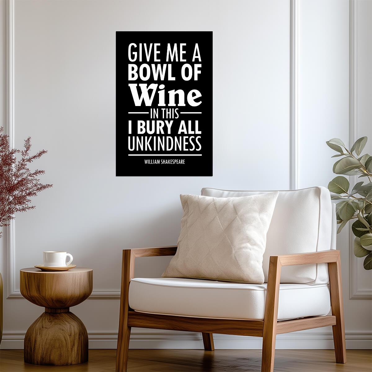 Give Me A Bowl Of Wine | William Shakespeare Quote Poster | Julius Caesar Literary Art - Type & Quotes Poster