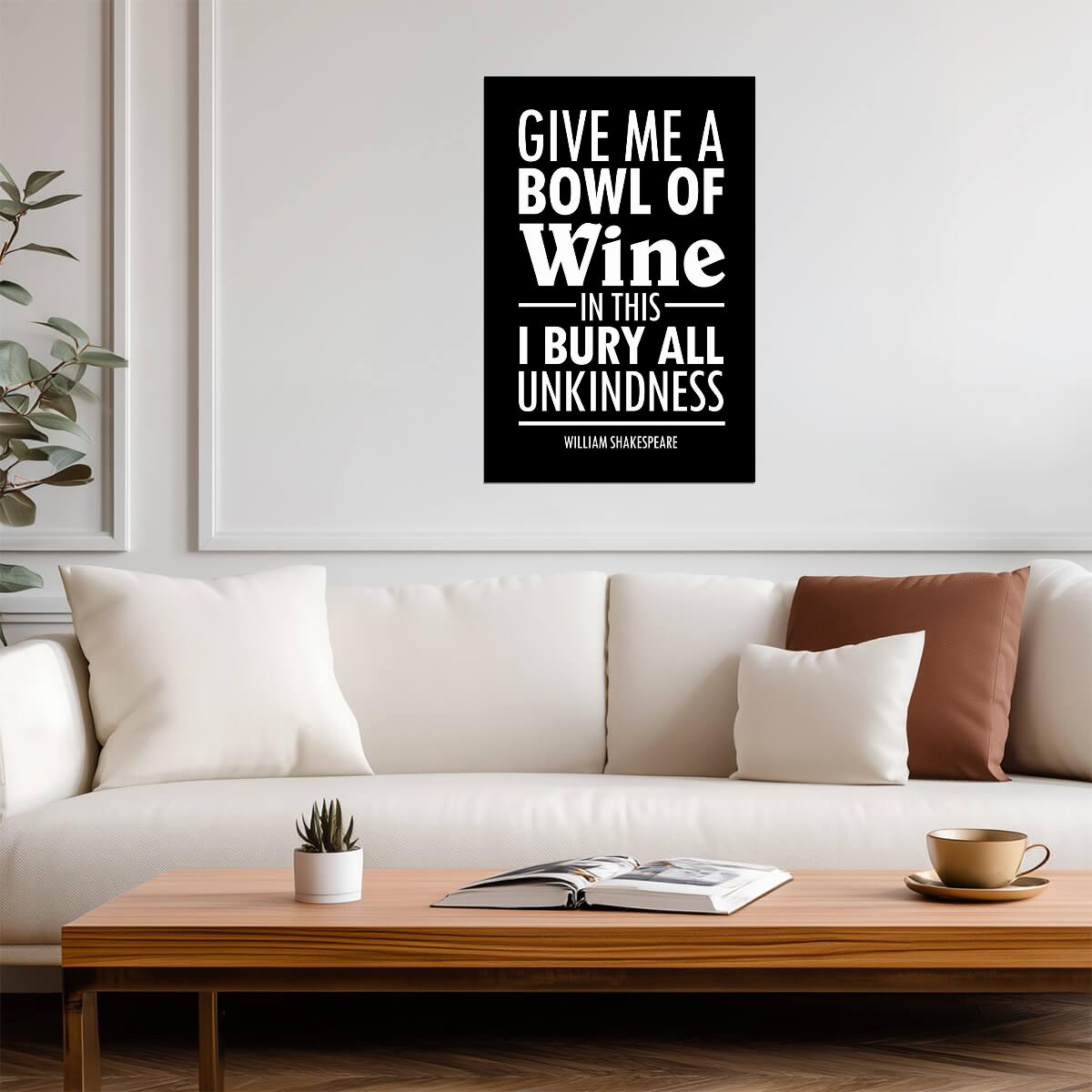 Give Me A Bowl Of Wine | William Shakespeare Quote Poster | Julius Caesar Literary Art - Type & Quotes Poster