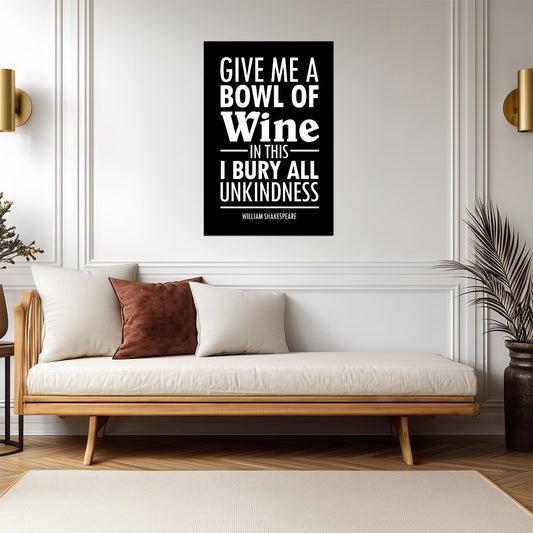Give Me A Bowl Of Wine | William Shakespeare Quote Poster | Julius Caesar Literary Art - Type & Quotes Poster