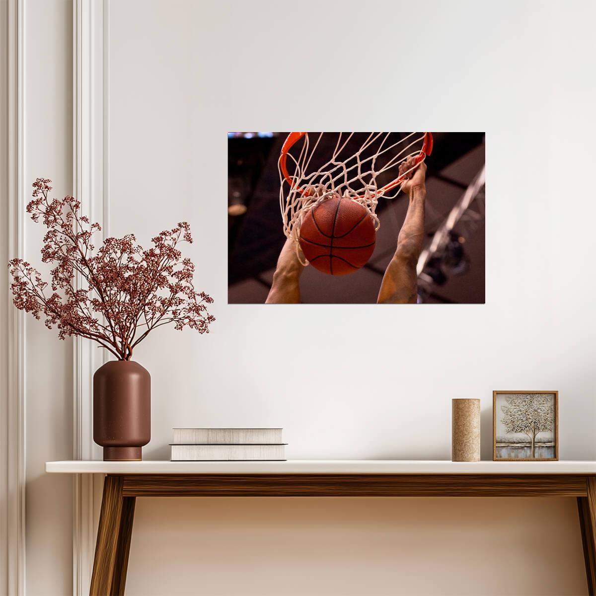 Basketball Slam Dunk in Action | Dynamic Sports Photography | Basketball Player Poster - Sports Poster