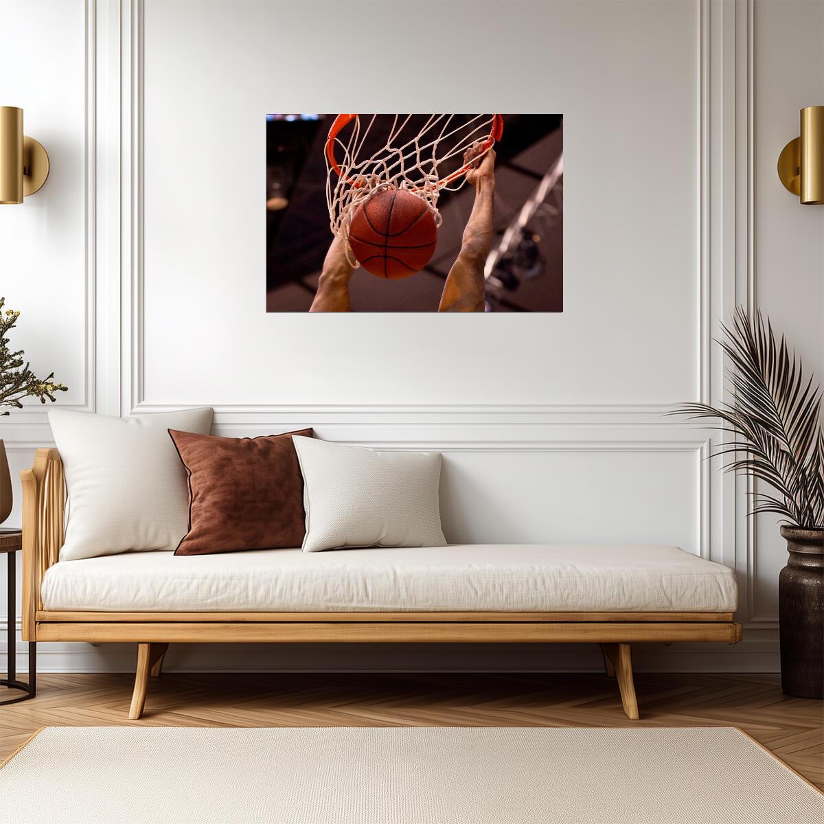 Basketball Slam Dunk in Action | Dynamic Sports Photography | Basketball Player Poster - Sports Poster