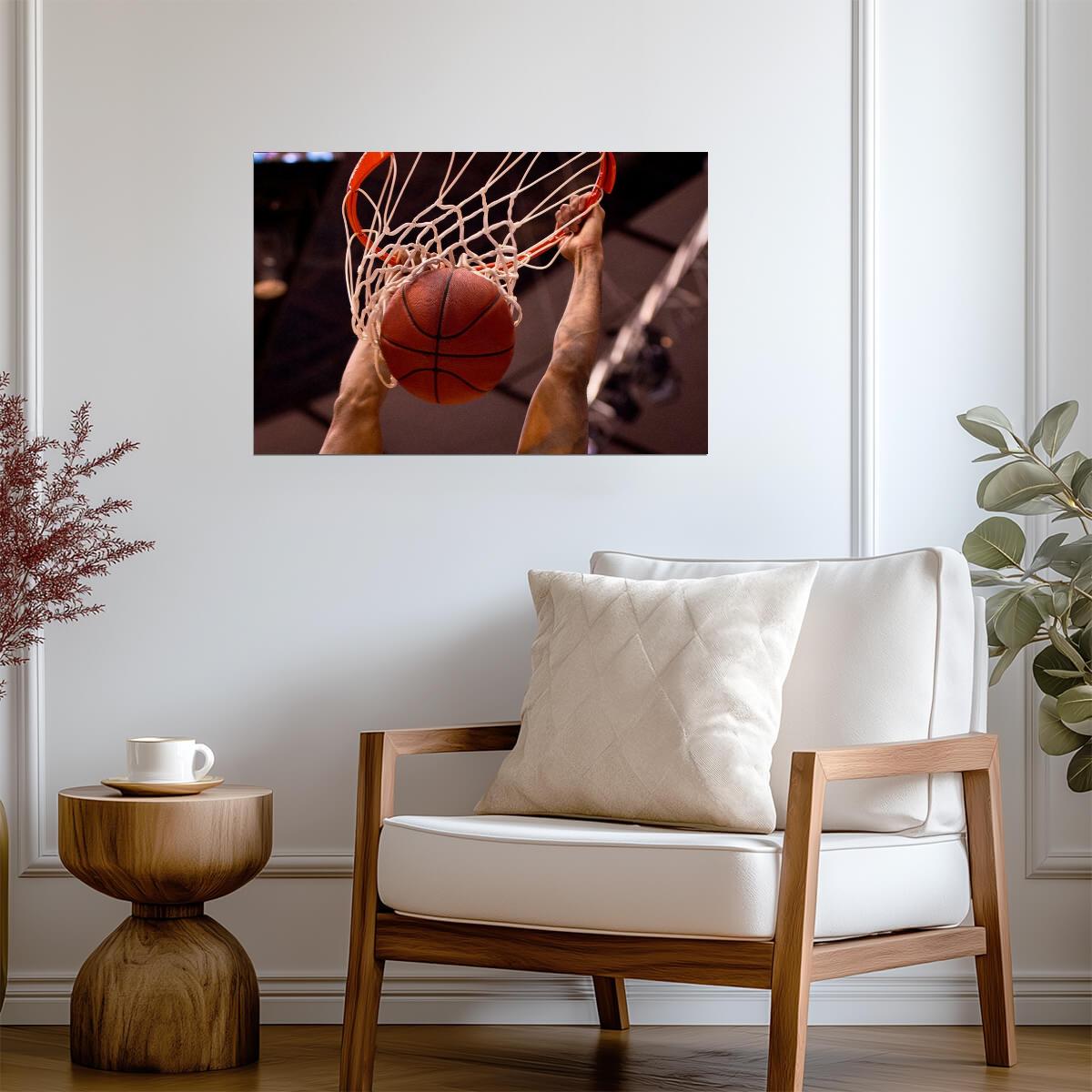 Basketball Slam Dunk in Action | Dynamic Sports Photography | Basketball Player Poster - Sports Poster