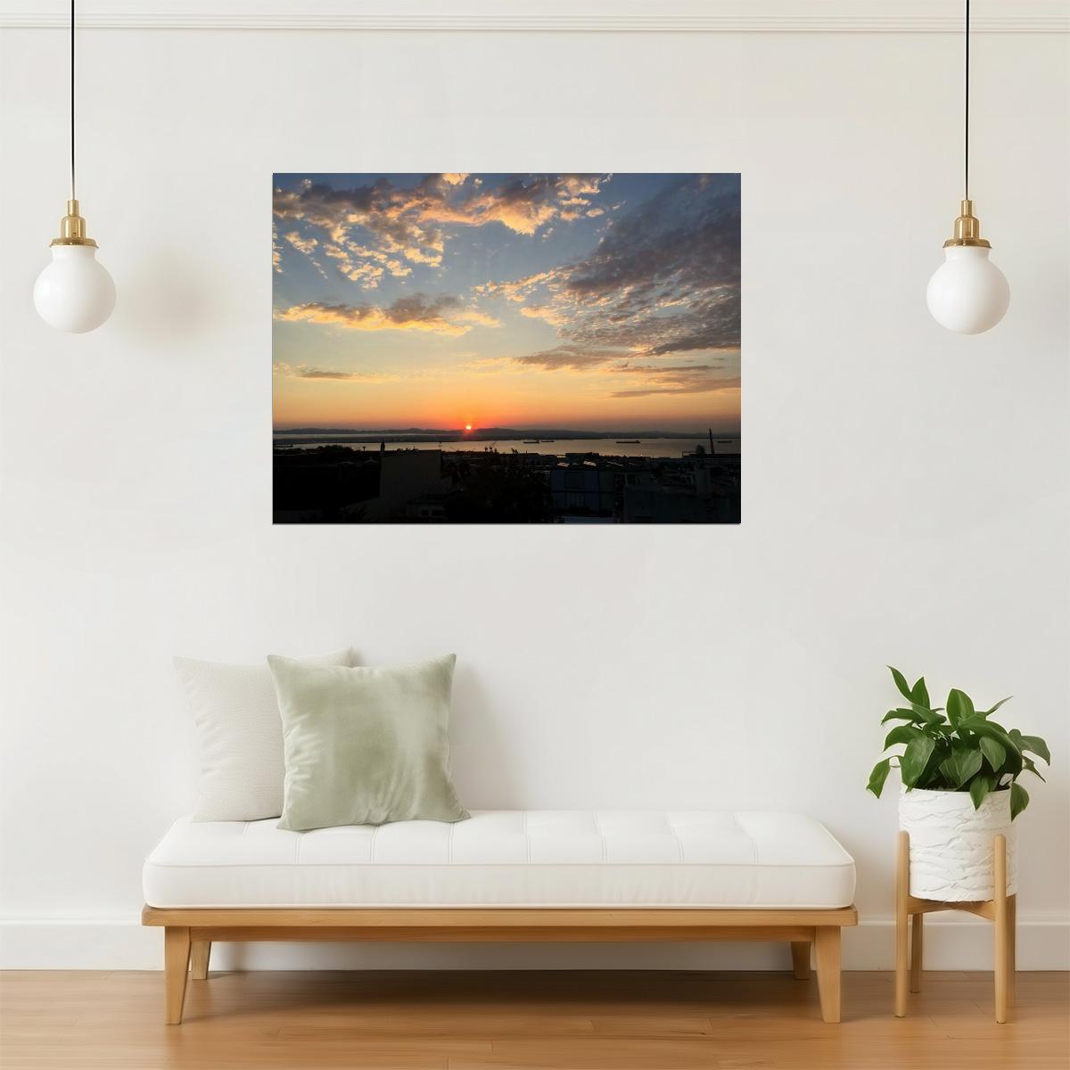 San Francisco Bay Sunrise Poster | Oakland View Photography | Cityscape Wall Art