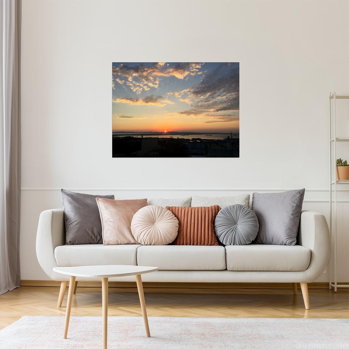 San Francisco Bay Sunrise Poster | Oakland View Photography | Cityscape Wall Art