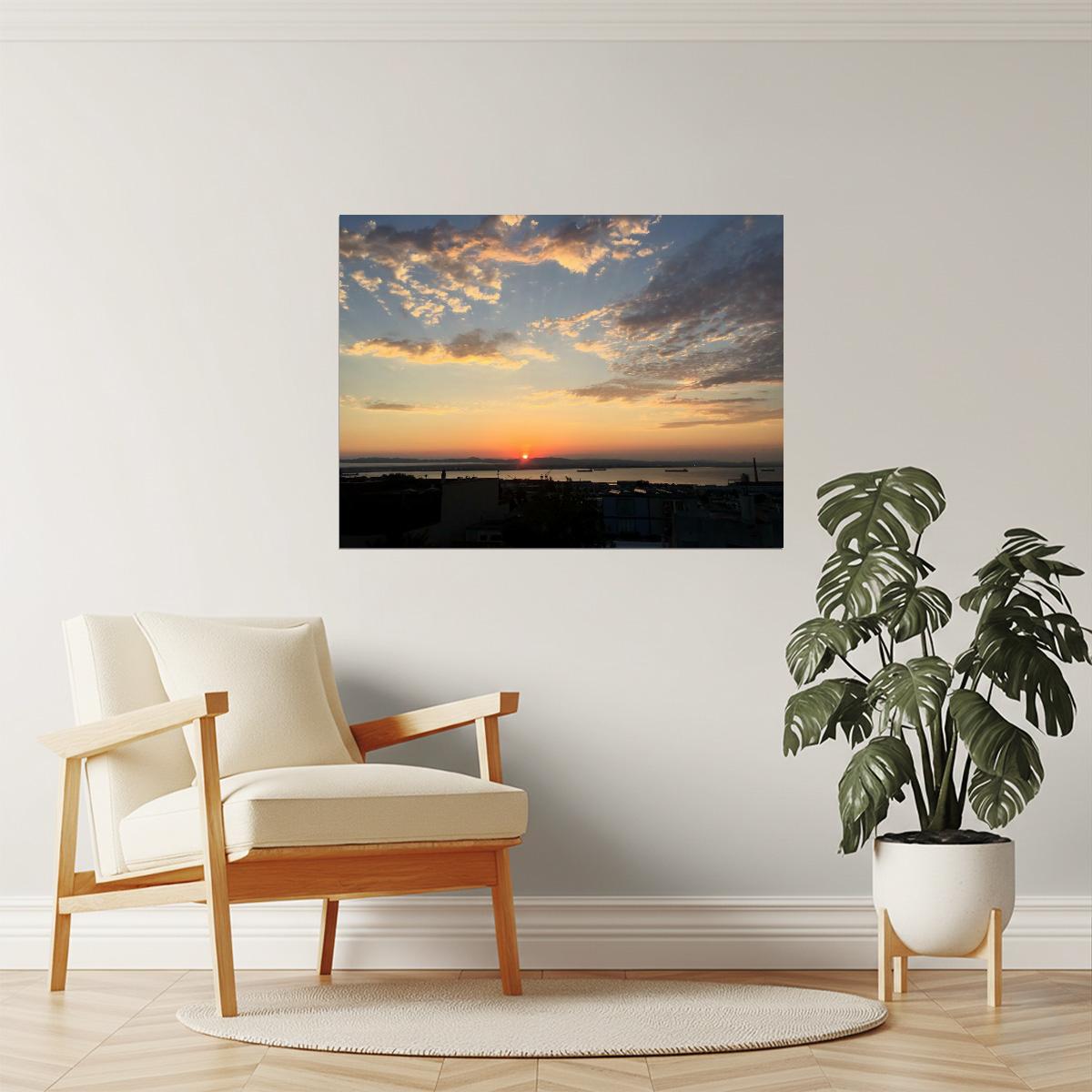 San Francisco Bay Sunrise Poster | Oakland View Photography | Cityscape Wall Art