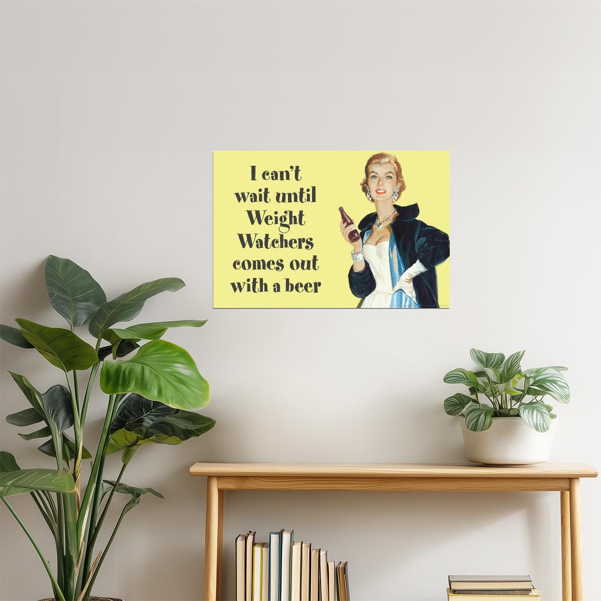 Weight Watchers Beer Poster | Funny Diet Humor | Man Cave Wall Art