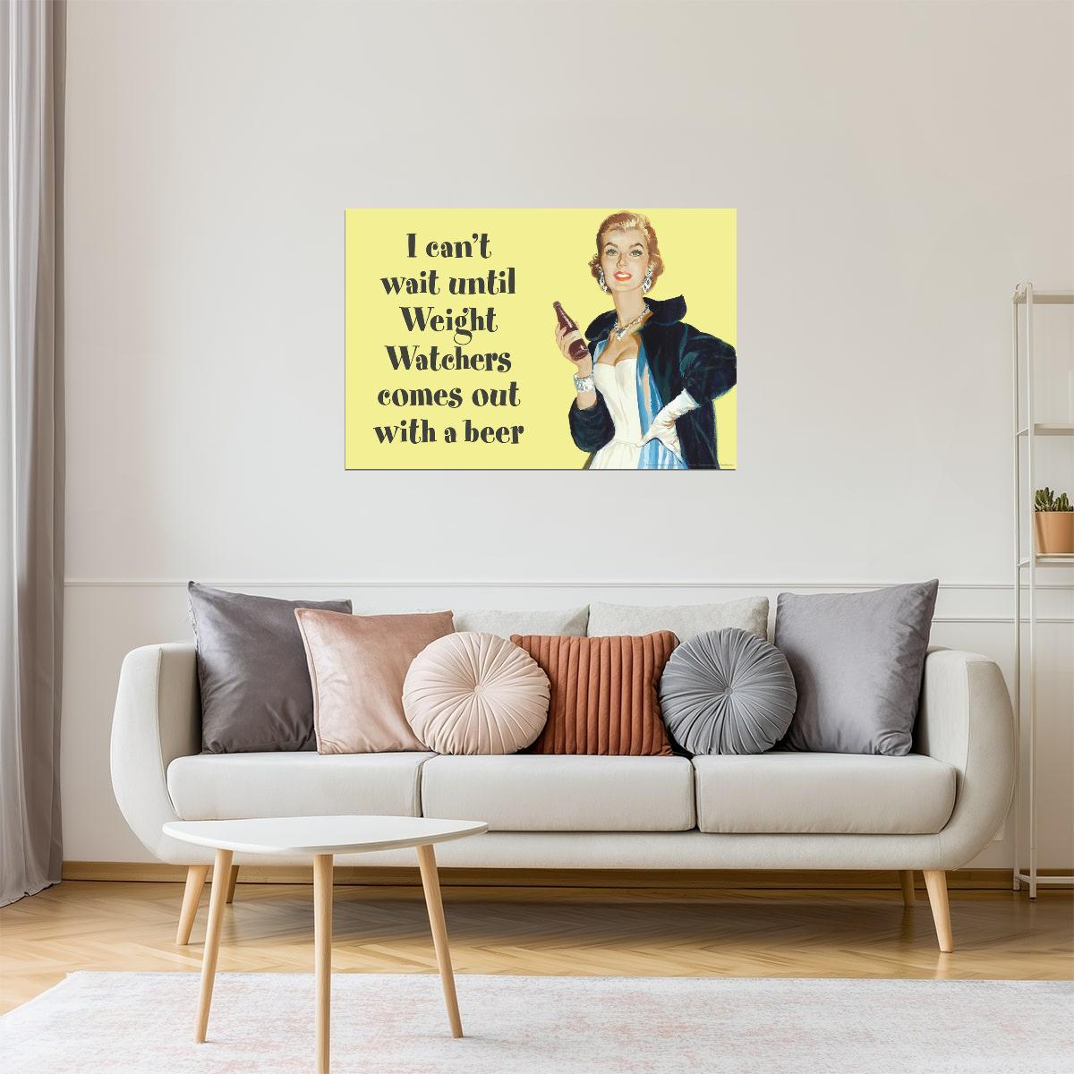 Weight Watchers Beer Poster | Funny Diet Humor | Man Cave Wall Art