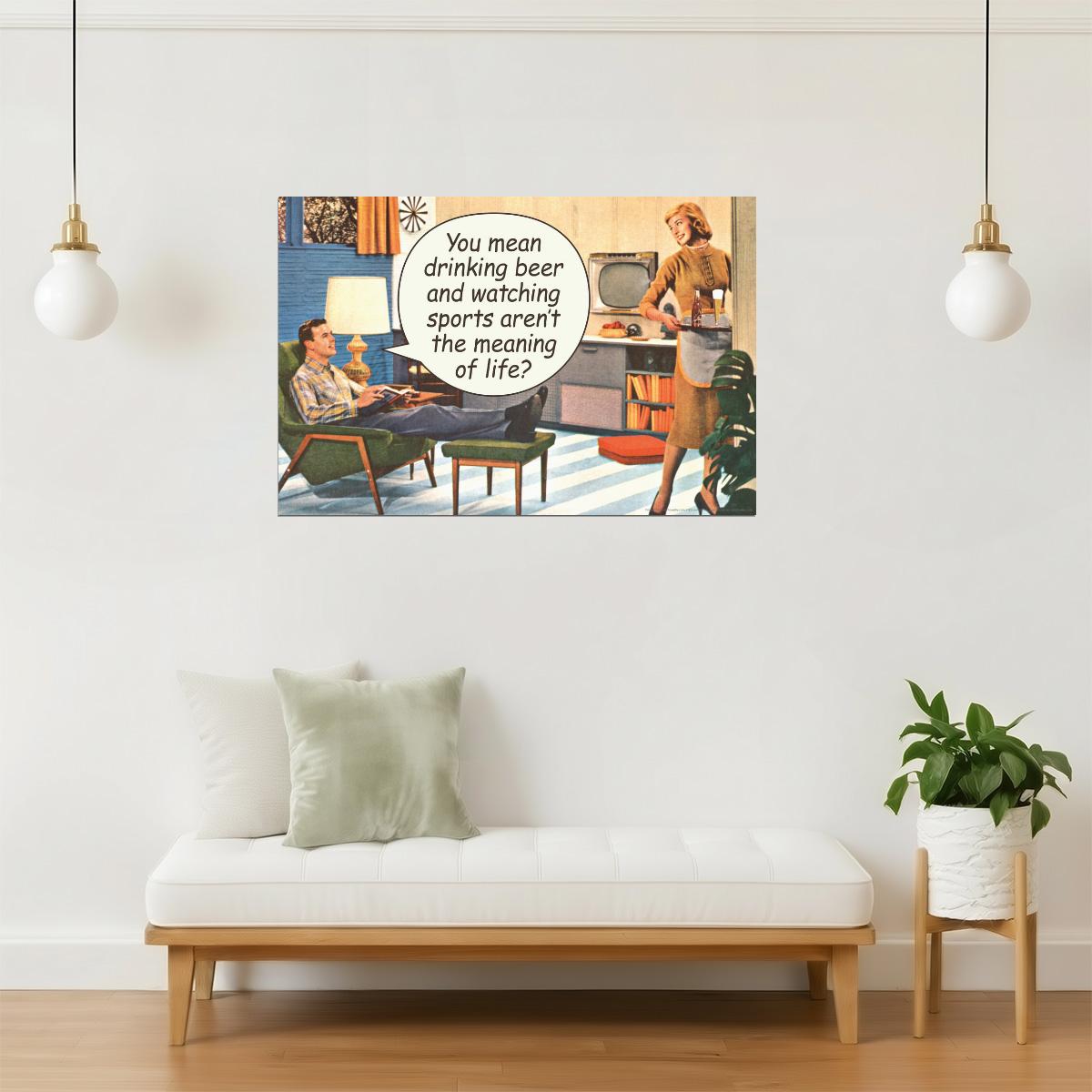 Drinking Beer & Watching Sports Poster | Funny Quote | Man Cave Wall Decor