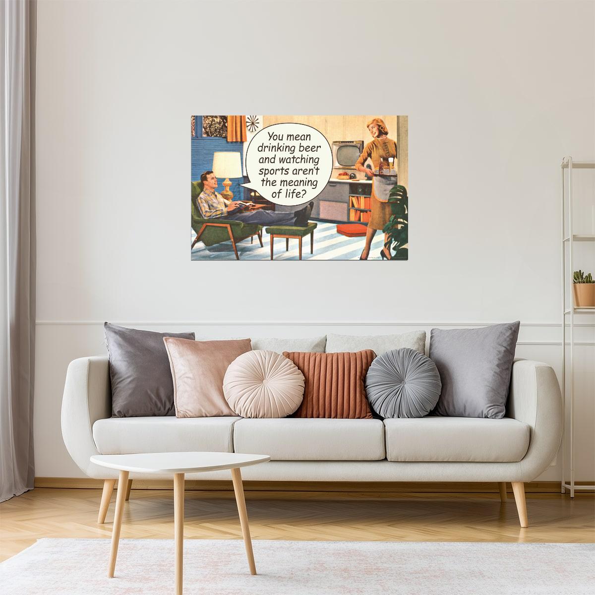 Drinking Beer & Watching Sports Poster | Funny Quote | Man Cave Wall Decor