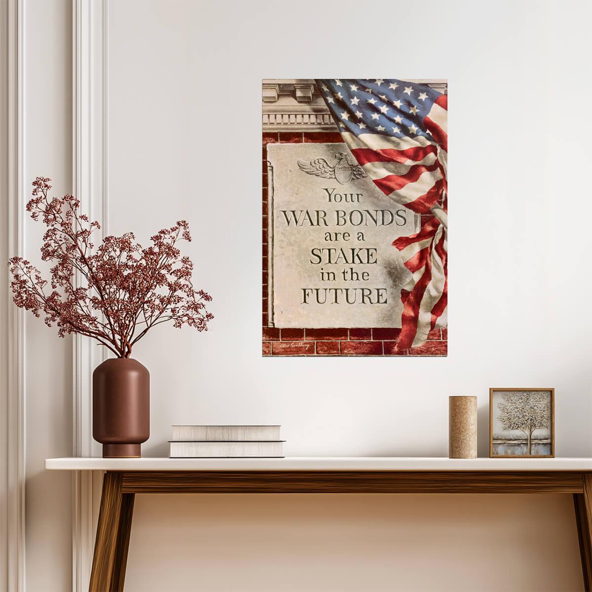 "Your War Bonds Are a Stake in the Future" | WWII Propaganda Poster | Vintage Patriotic Art - Vintage & Retro Poster