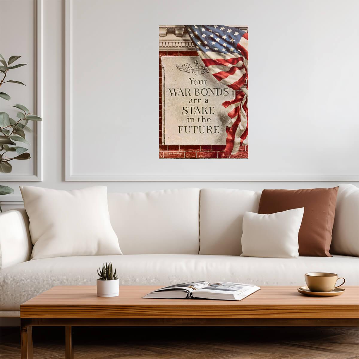"Your War Bonds Are a Stake in the Future" | WWII Propaganda Poster | Vintage Patriotic Art - Vintage & Retro Poster