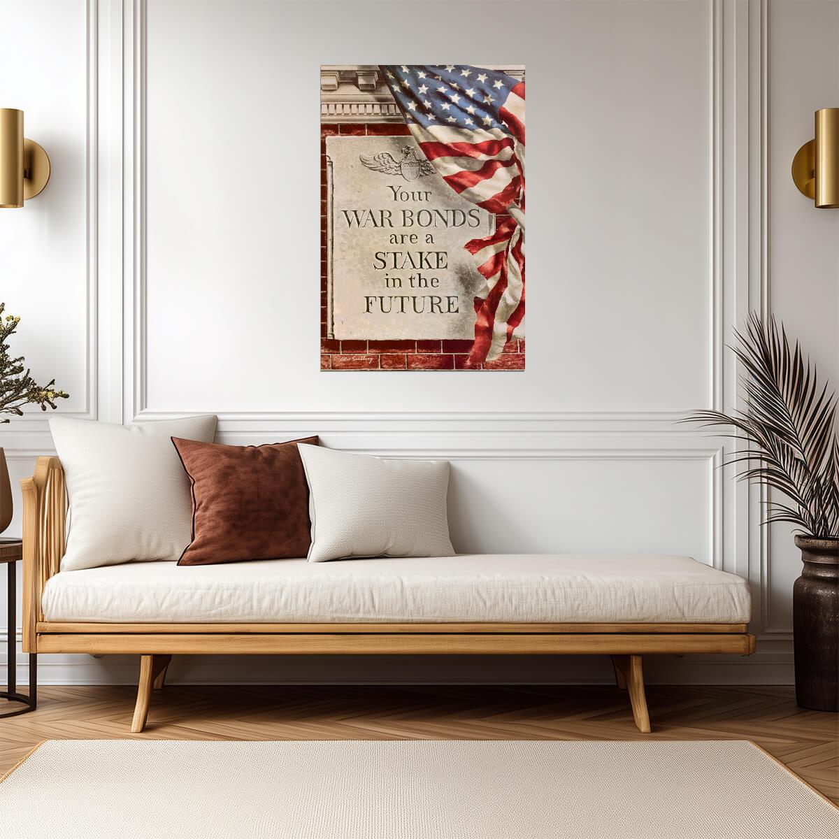 "Your War Bonds Are a Stake in the Future" | WWII Propaganda Poster | Vintage Patriotic Art - Vintage & Retro Poster