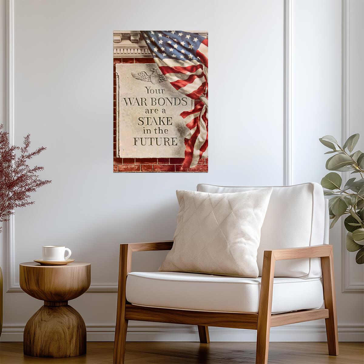 "Your War Bonds Are a Stake in the Future" | WWII Propaganda Poster | Vintage Patriotic Art - Vintage & Retro Poster