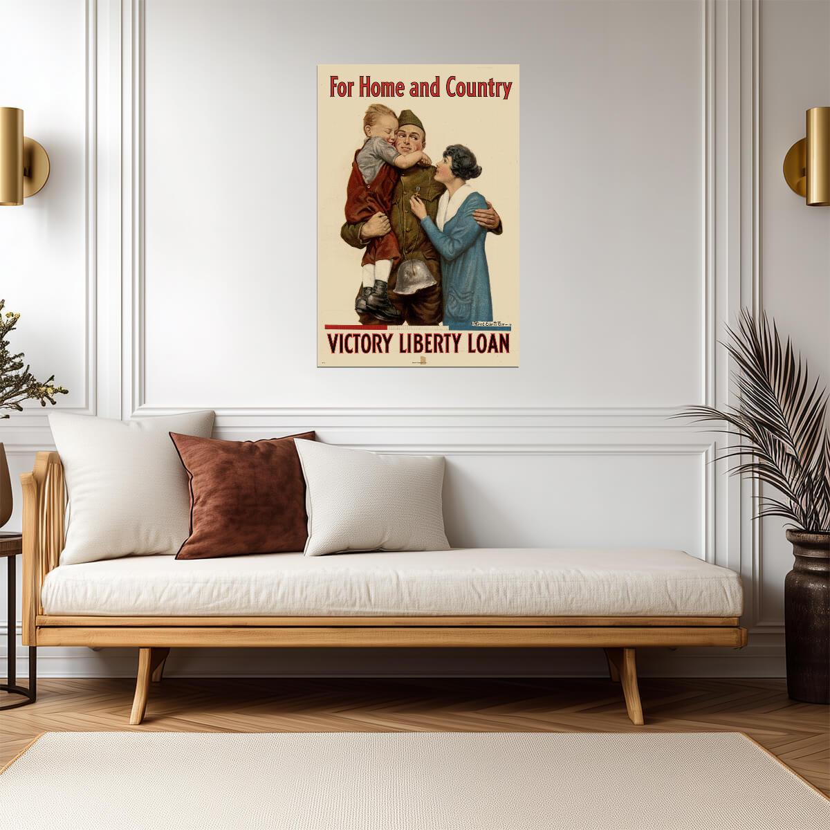 "For Home and Country - Victory Liberty Loan" | WWI Propaganda Poster | Vintage Patriotic Art - Vintage & Retro Poster