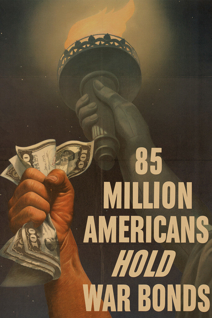 "85 Million Americans Hold War Bonds" | WWII Propaganda Poster | Vintage Patriotic Art - Vintage & Retro Poster