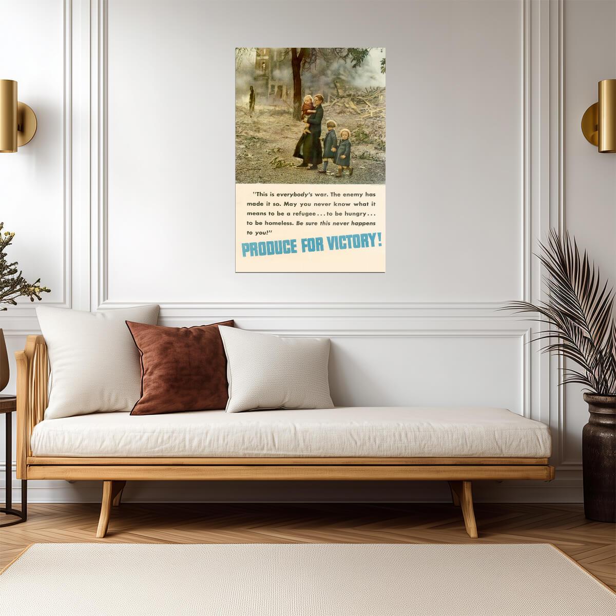 "Produce for Victory! This is Everybody's War" | WWI Child Refugee Poster | Propaganda Art - Vintage & Retro Poster