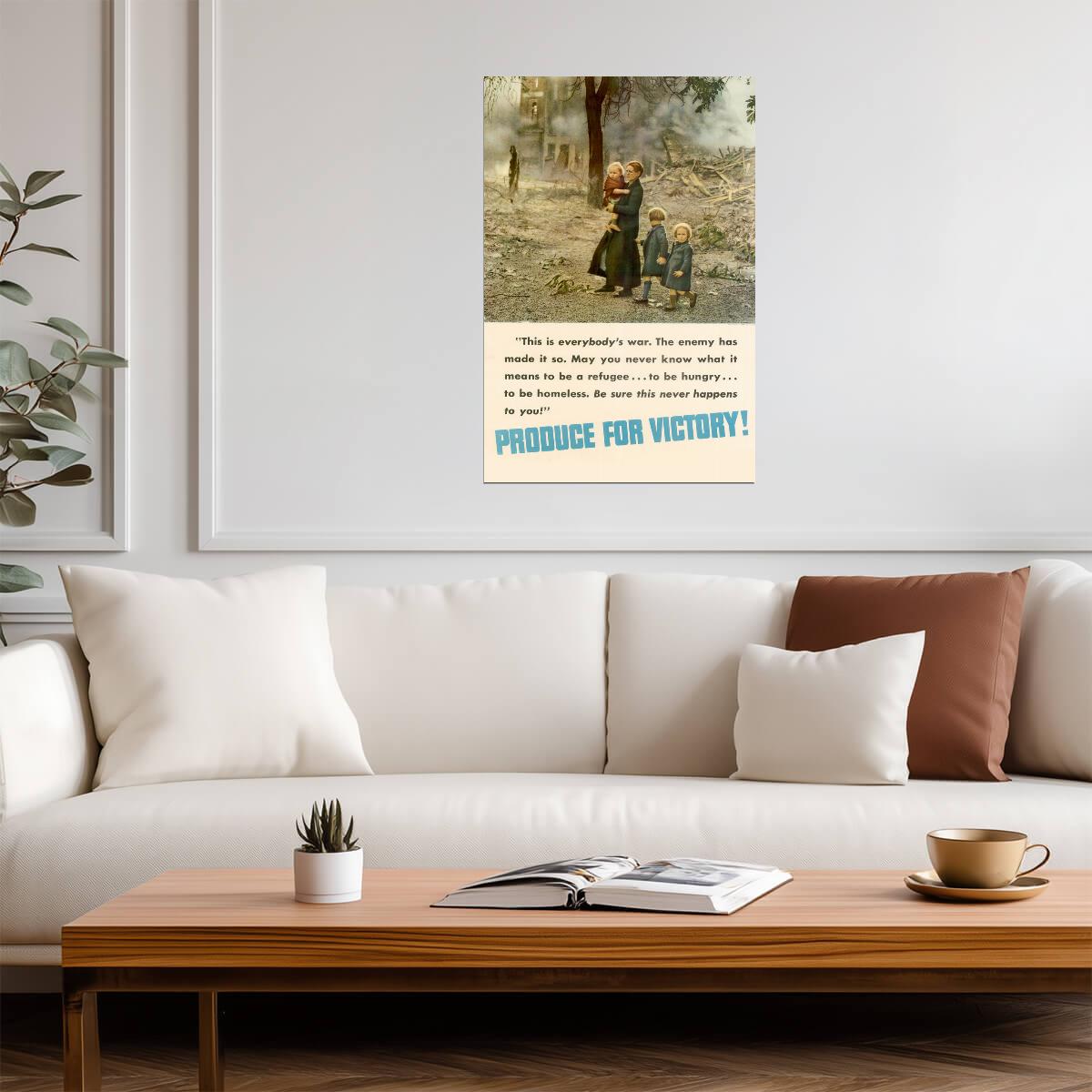 "Produce for Victory! This is Everybody's War" | WWI Child Refugee Poster | Propaganda Art - Vintage & Retro Poster