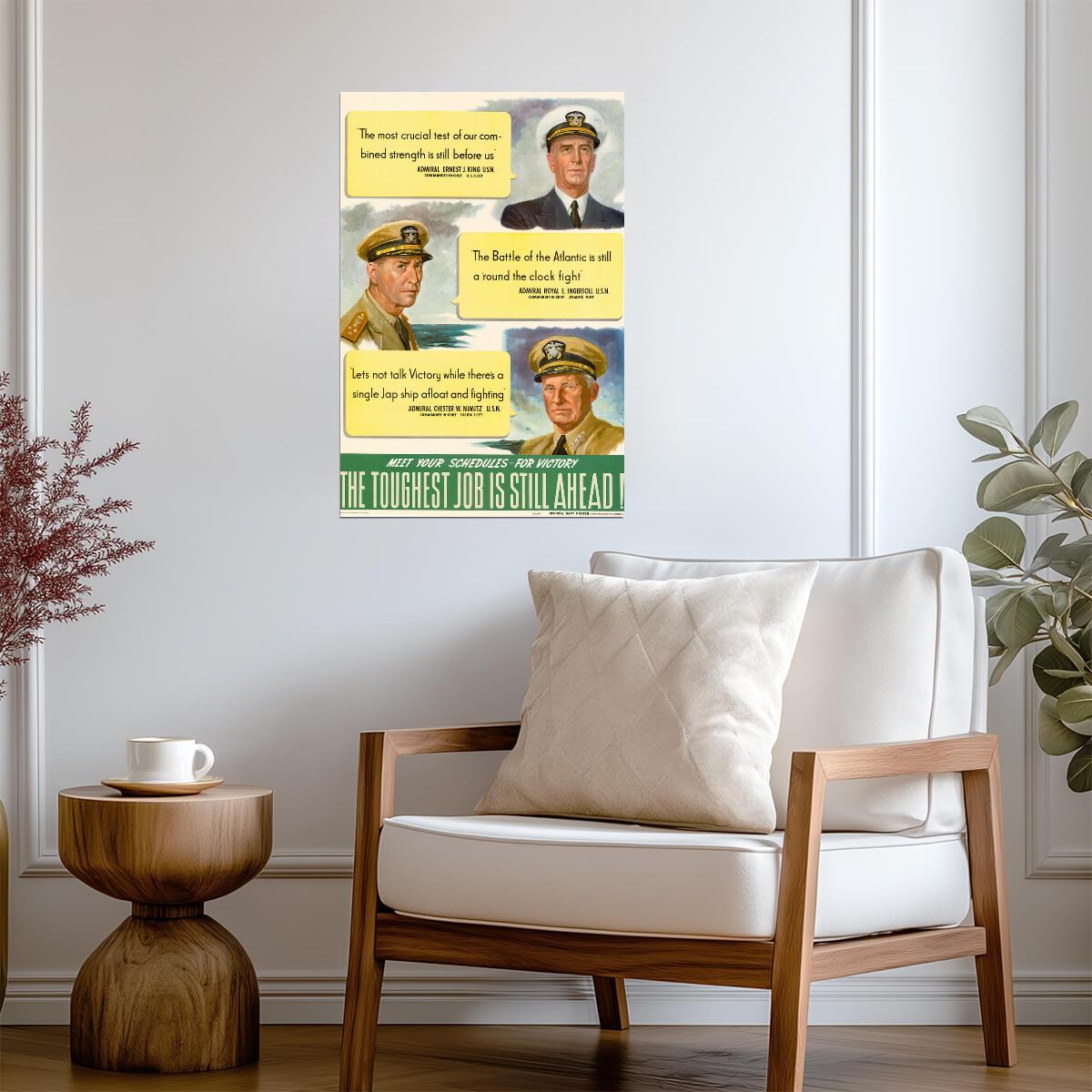 "Meet Your Schedules For Victory" | WWII Propaganda Poster | War Production Art - Vintage & Retro Poster