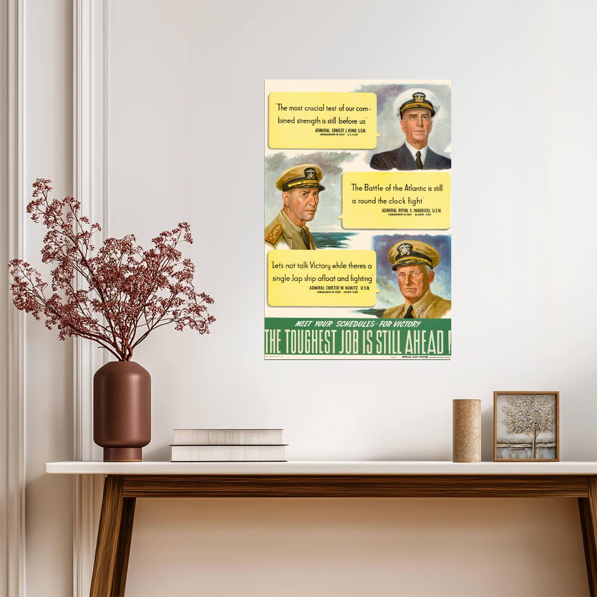 "Meet Your Schedules For Victory" | WWII Propaganda Poster | War Production Art - Vintage & Retro Poster