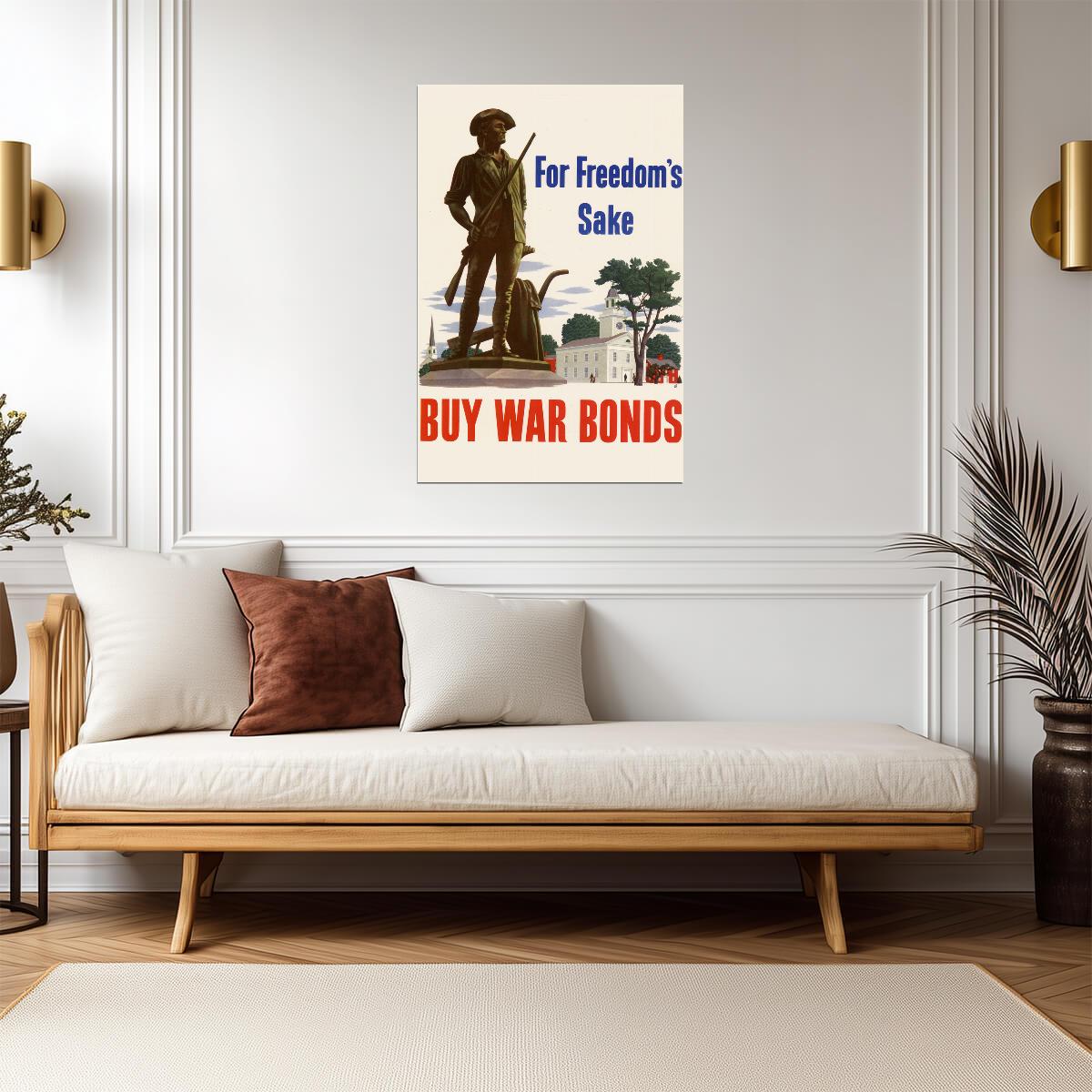 "For Freedom's Sake - Buy War Bonds" | WWII Propaganda Poster | Vintage Patriotic Art - Vintage & Retro Poster