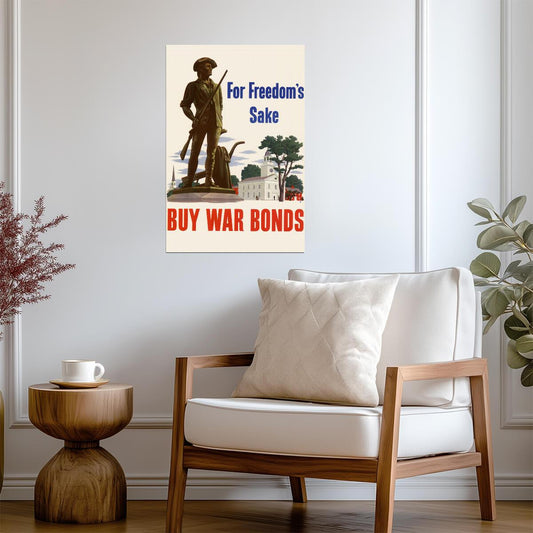"For Freedom's Sake - Buy War Bonds" | WWII Propaganda Poster | Vintage Patriotic Art - Vintage & Retro Poster