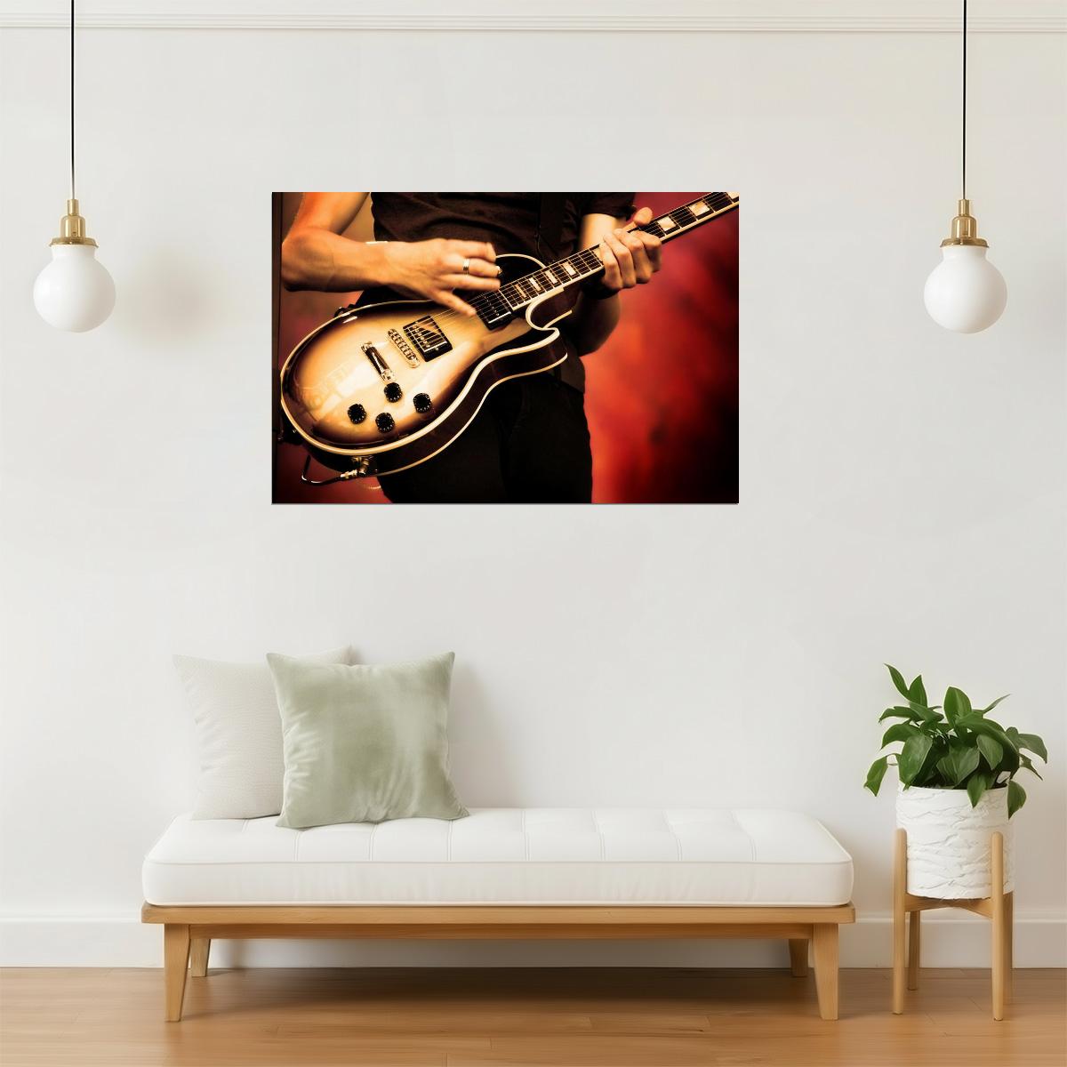 Live Rock Concert Poster | Guitarist Wall Art | Music Room Decor