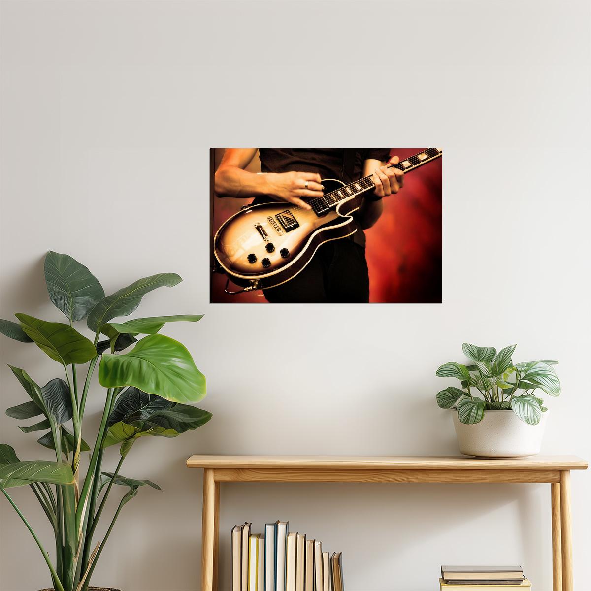 Live Rock Concert Poster | Guitarist Wall Art | Music Room Decor