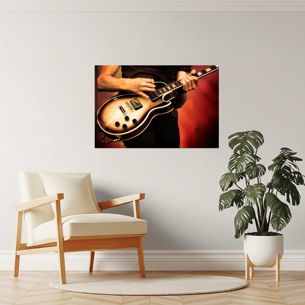 Live Rock Concert Poster | Guitarist Wall Art | Music Room Decor