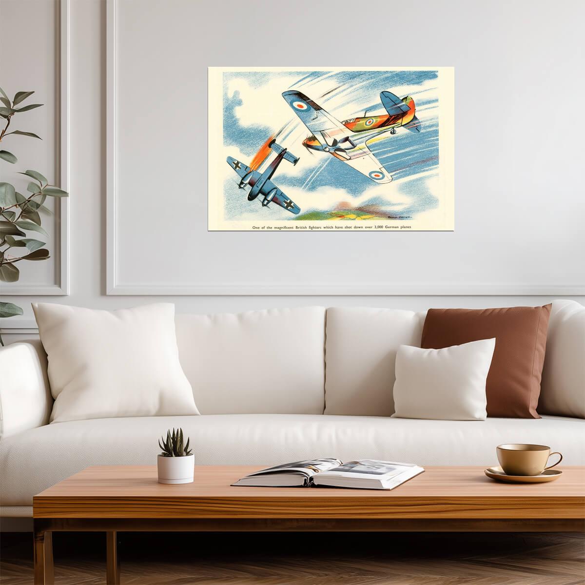 Magnificent British Fighters | WWII Aviation Art | Vintage Propaganda Poster - Vintage & Retro Poster