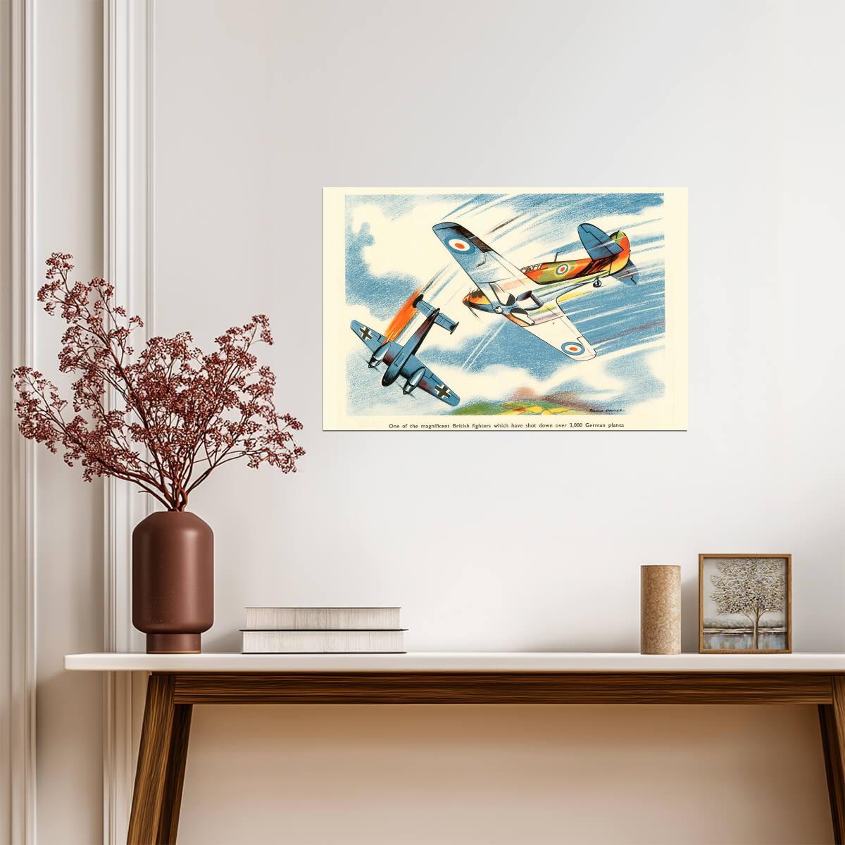 Magnificent British Fighters | WWII Aviation Art | Vintage Propaganda Poster - Vintage & Retro Poster