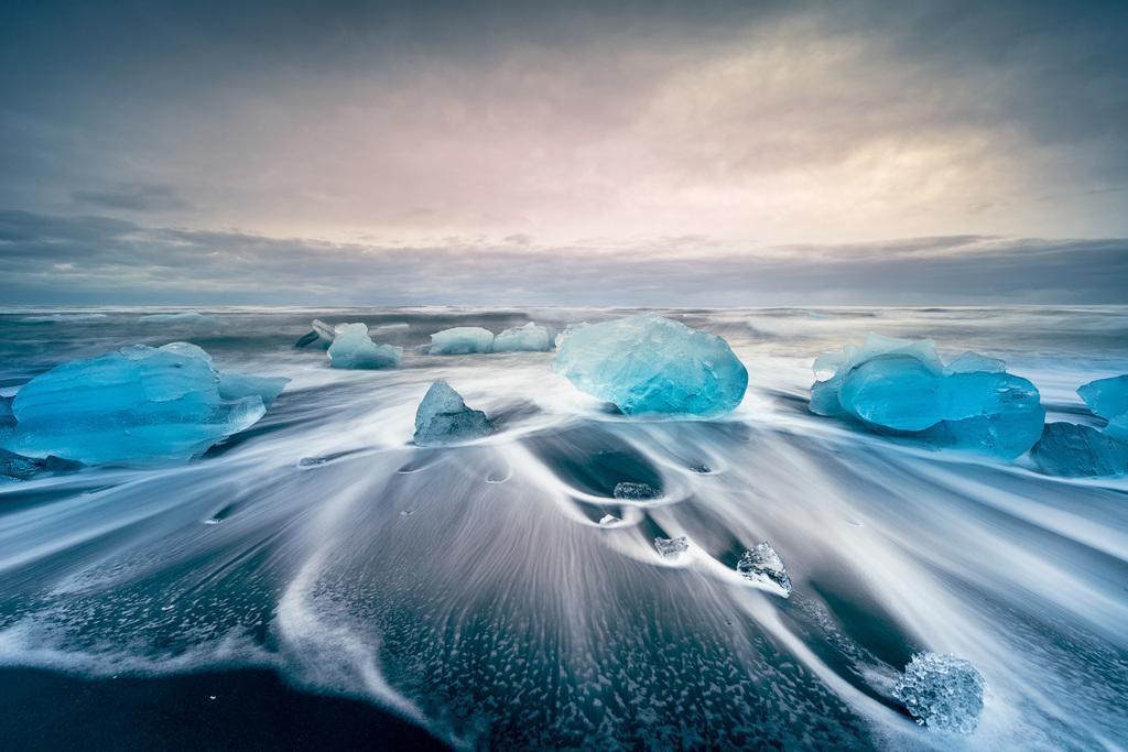 Jokulsarlon Glacial Lake Poster | Iceland Iceberg Photography | Winter Landscape Wall Art