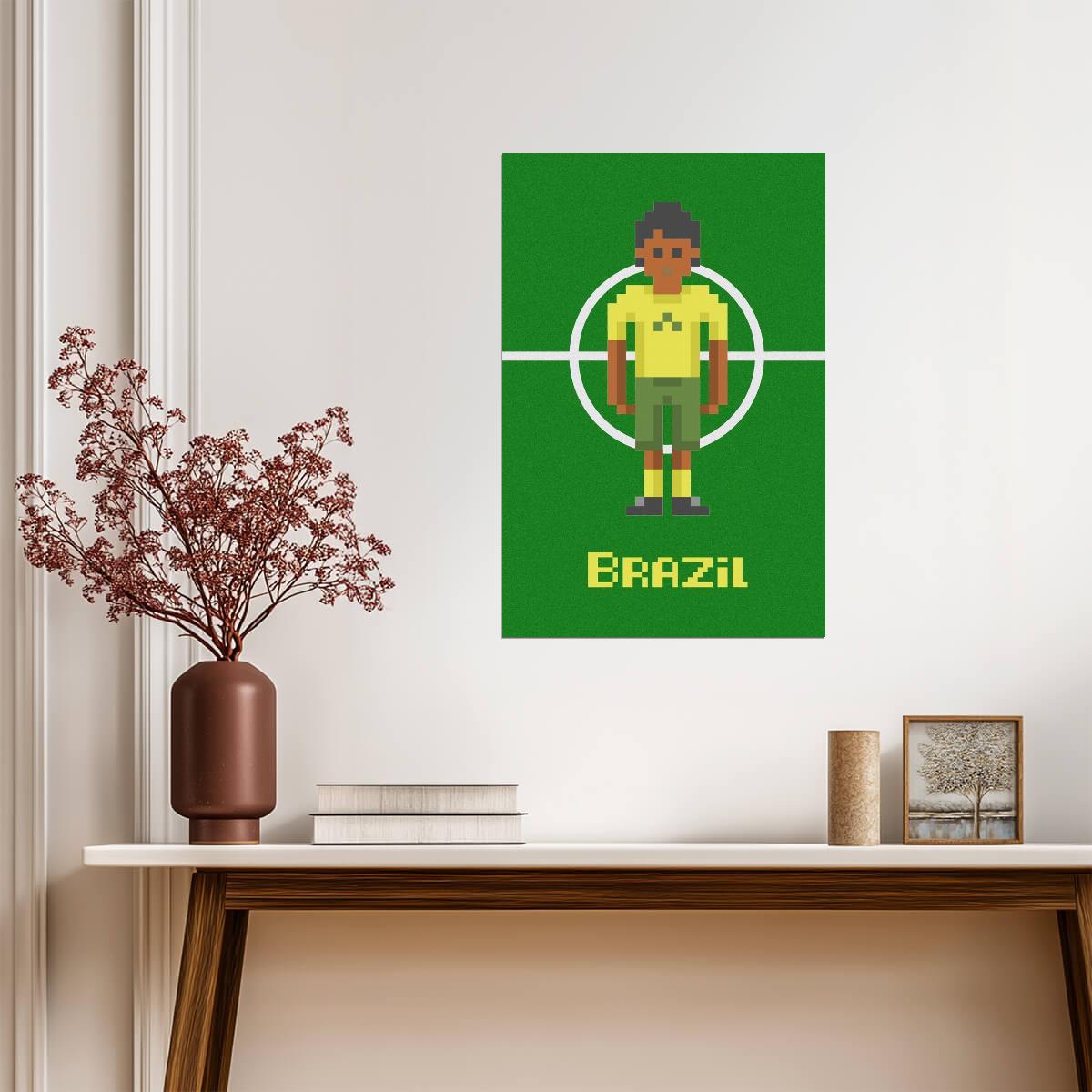 Brazil National Soccer Team | Pixel Art Poster | 8-Bit Football Fan Art