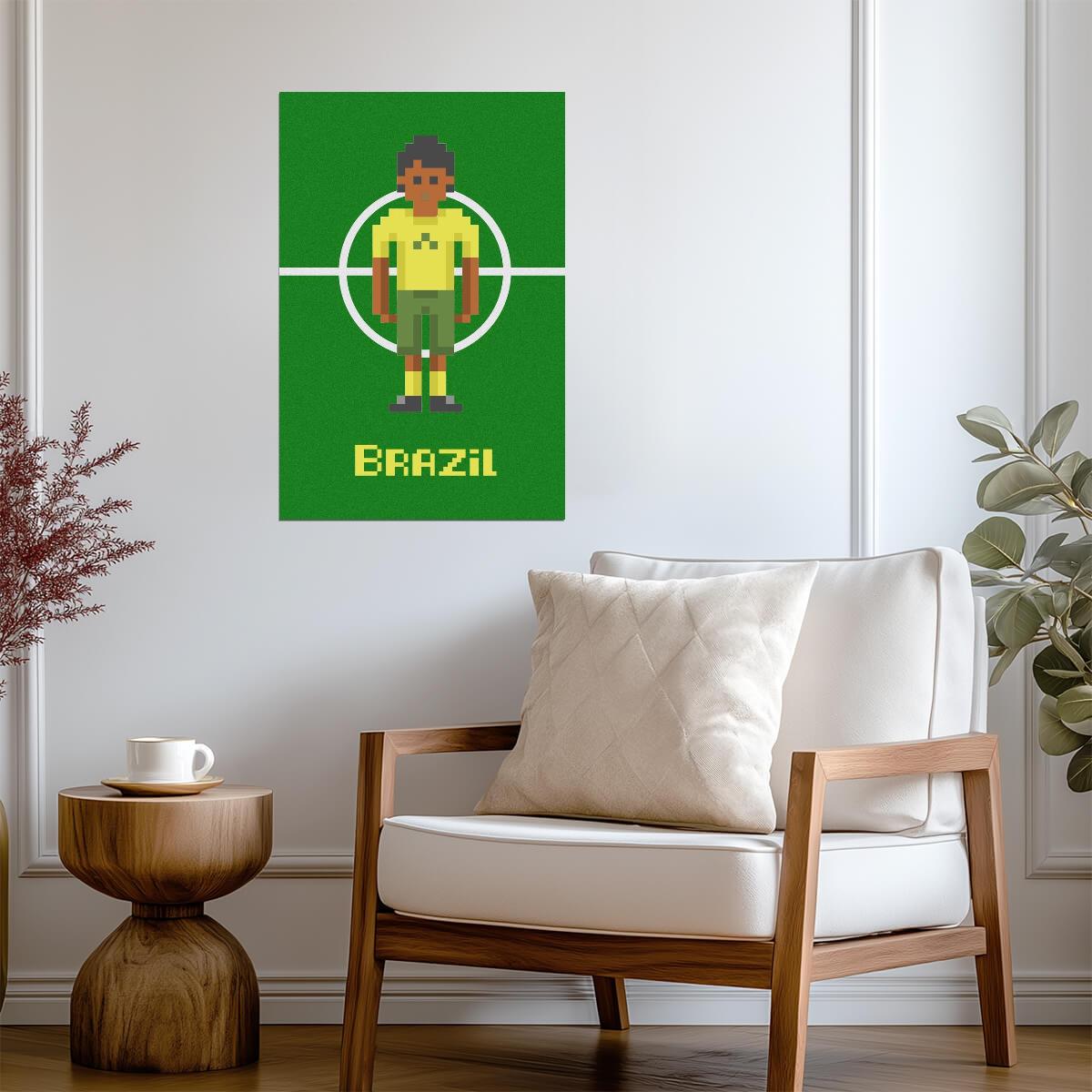 Brazil National Soccer Team | Pixel Art Poster | 8-Bit Football Fan Art