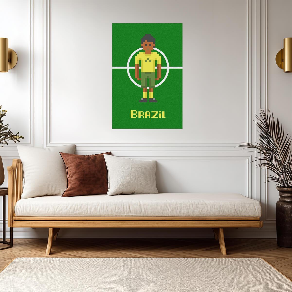 Brazil National Soccer Team | Pixel Art Poster | 8-Bit Football Fan Art